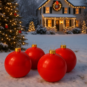 Bola de navidad inflable roja de 4,5cm con ventosa y accesorios