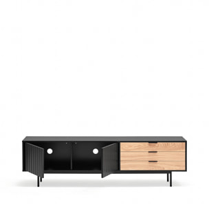 Mueble de televisión Sierra 2 puertas y 3 cajones negro y roble