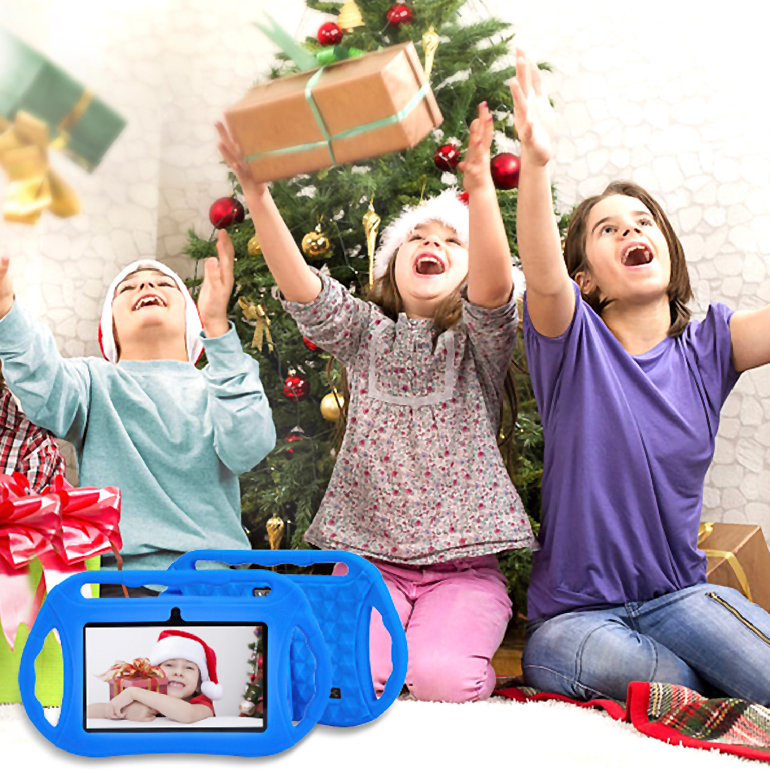 Tablet per bambini WiFi Q8. Sistema operativo Android 10 con IWAWA. Schermo 7'' 1024x600px. Allwinner A100, ARM Cortex™-A53 Quad-Core, 1,6 Ghz 1 GB di RAM + 16 GB. Doppia camera, involucro in silicone.