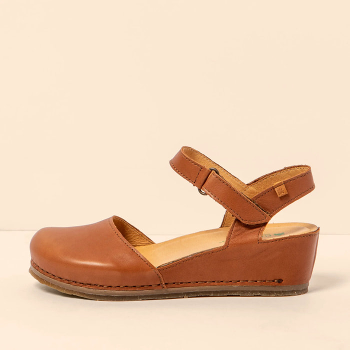 Sandalia de cuña N5850 SOFT NAPPA CUERO / PICUAL color Cuero