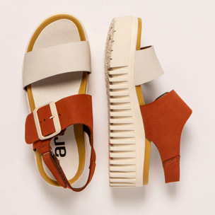 Sandalia de cuña 1578 MULTI D.ORANGE-CREAM/BRIGHTON color D.orange-cream
