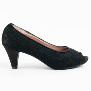 Zapato De Tacón - Negro - Altura: 6 Cm