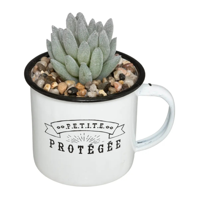 Plante artificielle - mug en métal - H10 - 5 cm