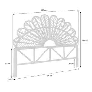 Tête de lit en rotin naturel  L 160 x P6 x H130cm