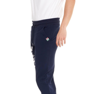 Pantalones básicos de hombre Leone con logo grande en algodón sin cepillar.