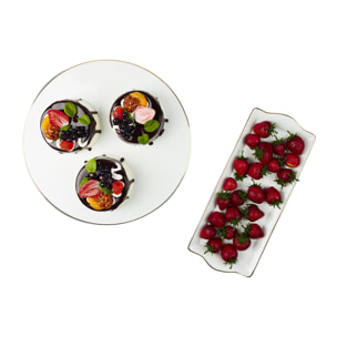 Plat De Service Porcelaine Lisere Dore 34x14cm2