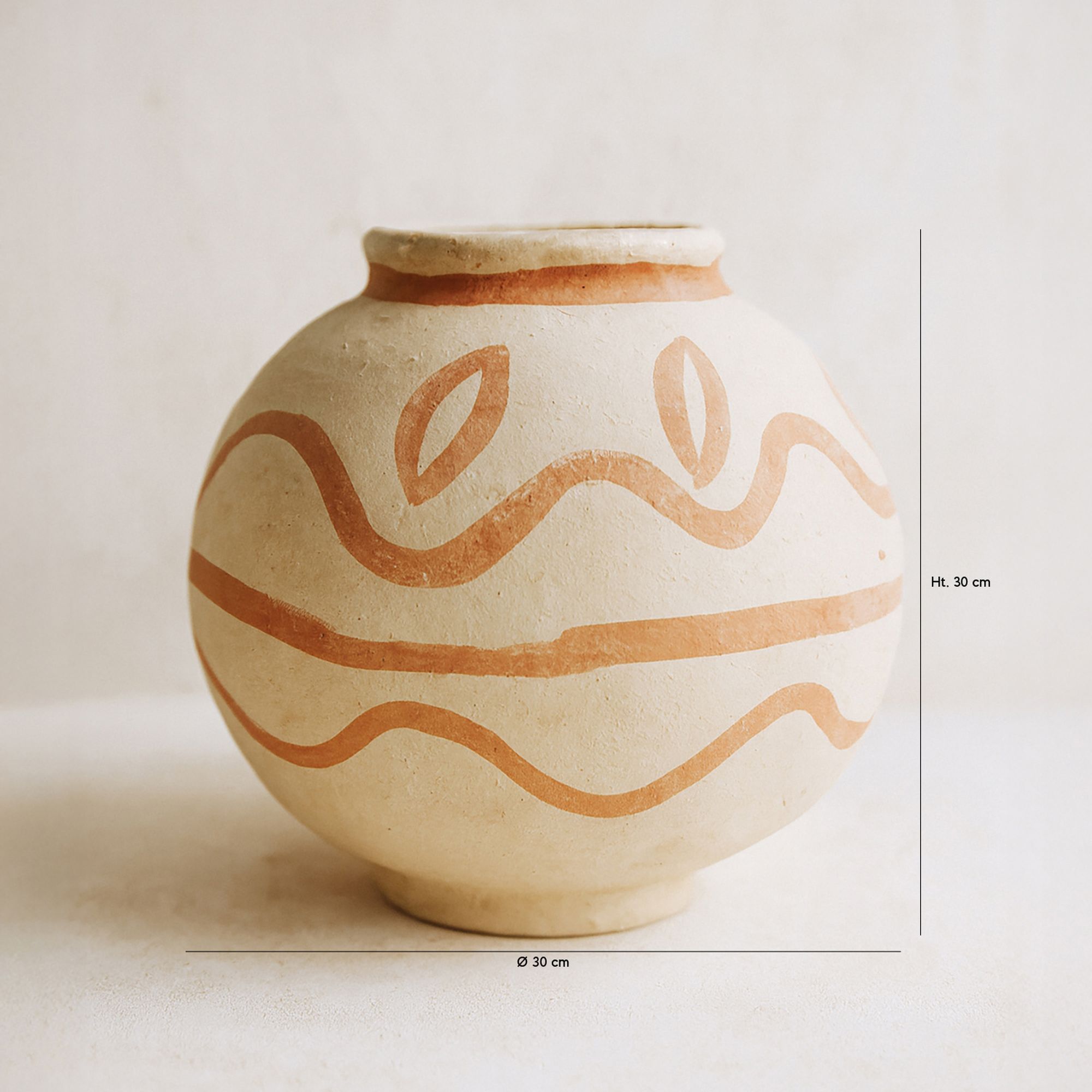 Vase boule en papier maché écru et terracotta MERZOUGA
