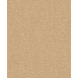 Papier peint uni effet toile lin caramel doré