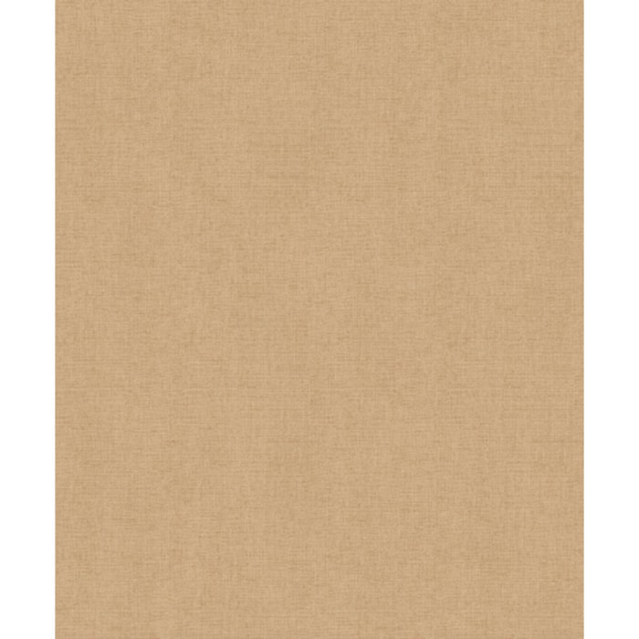 Papier peint uni effet toile lin caramel doré