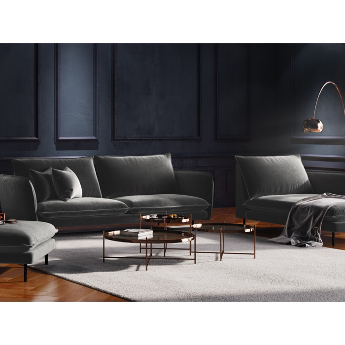 Méridienne droite "Vienna" en velours gris