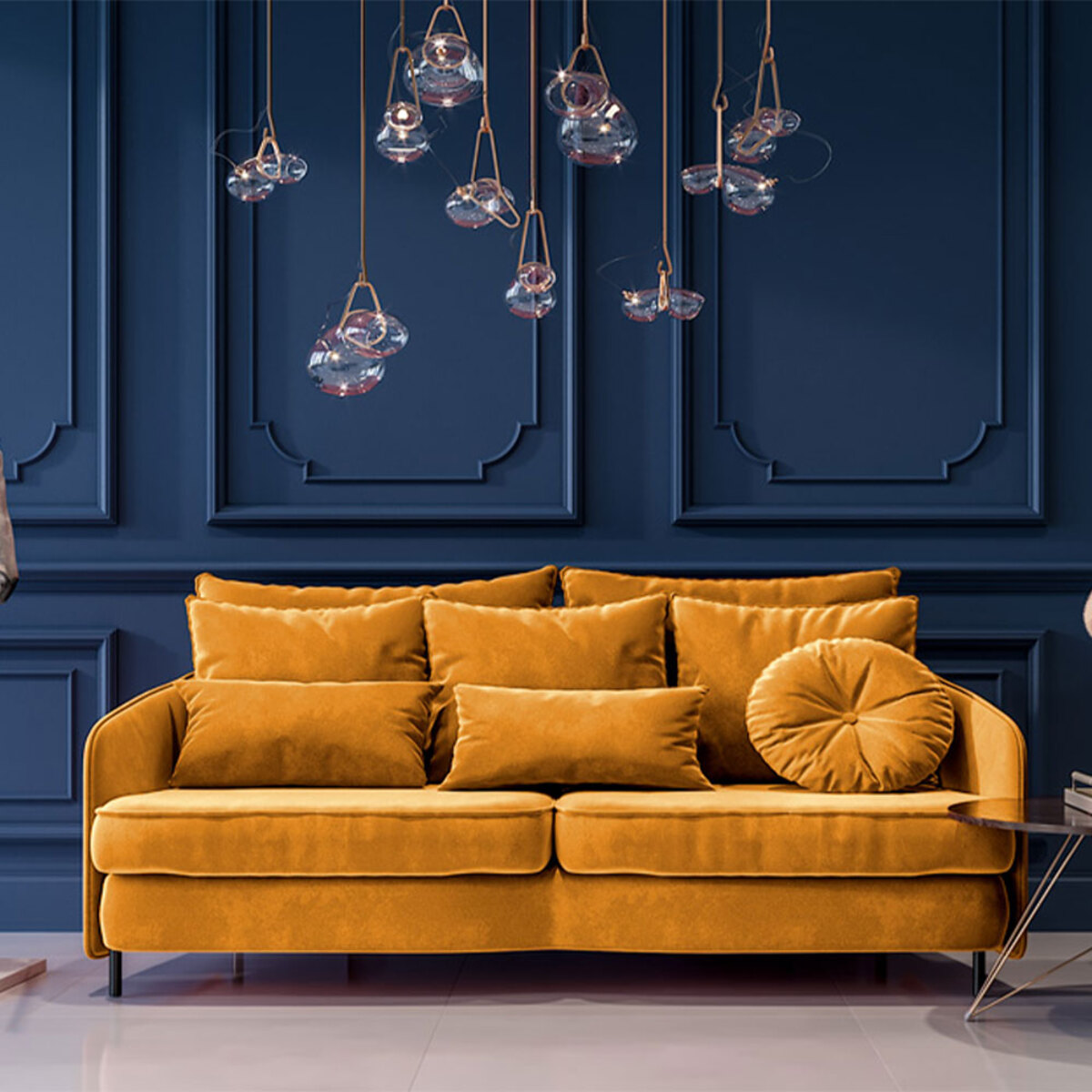 Canapé Velours Droit Tremezzo - 3 Places