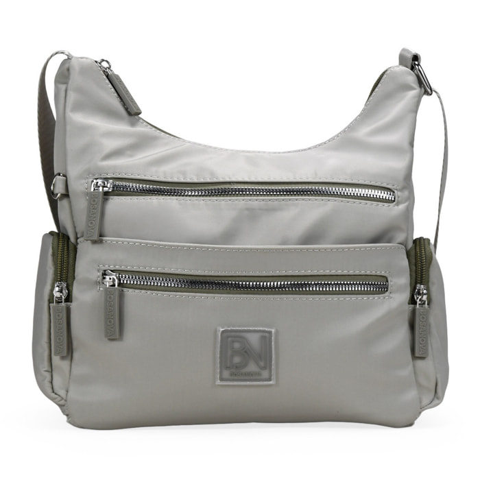 Bolso bandolera verde en nailon con bolsillos