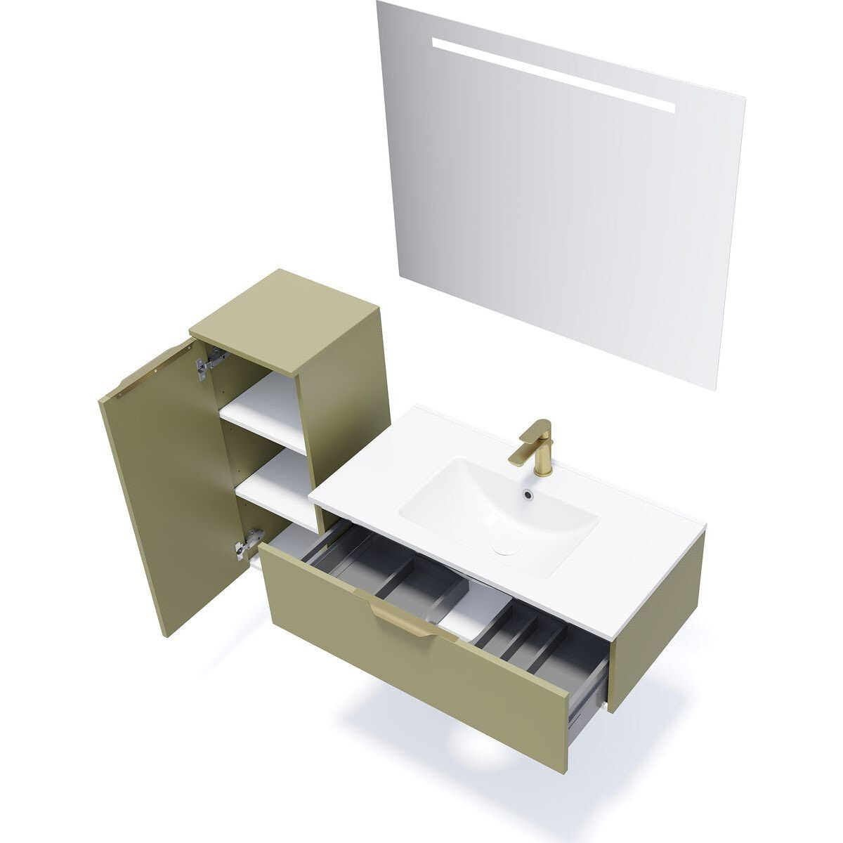 Ensemble vasque intégrée 1 tiroir + miroir - VENICE