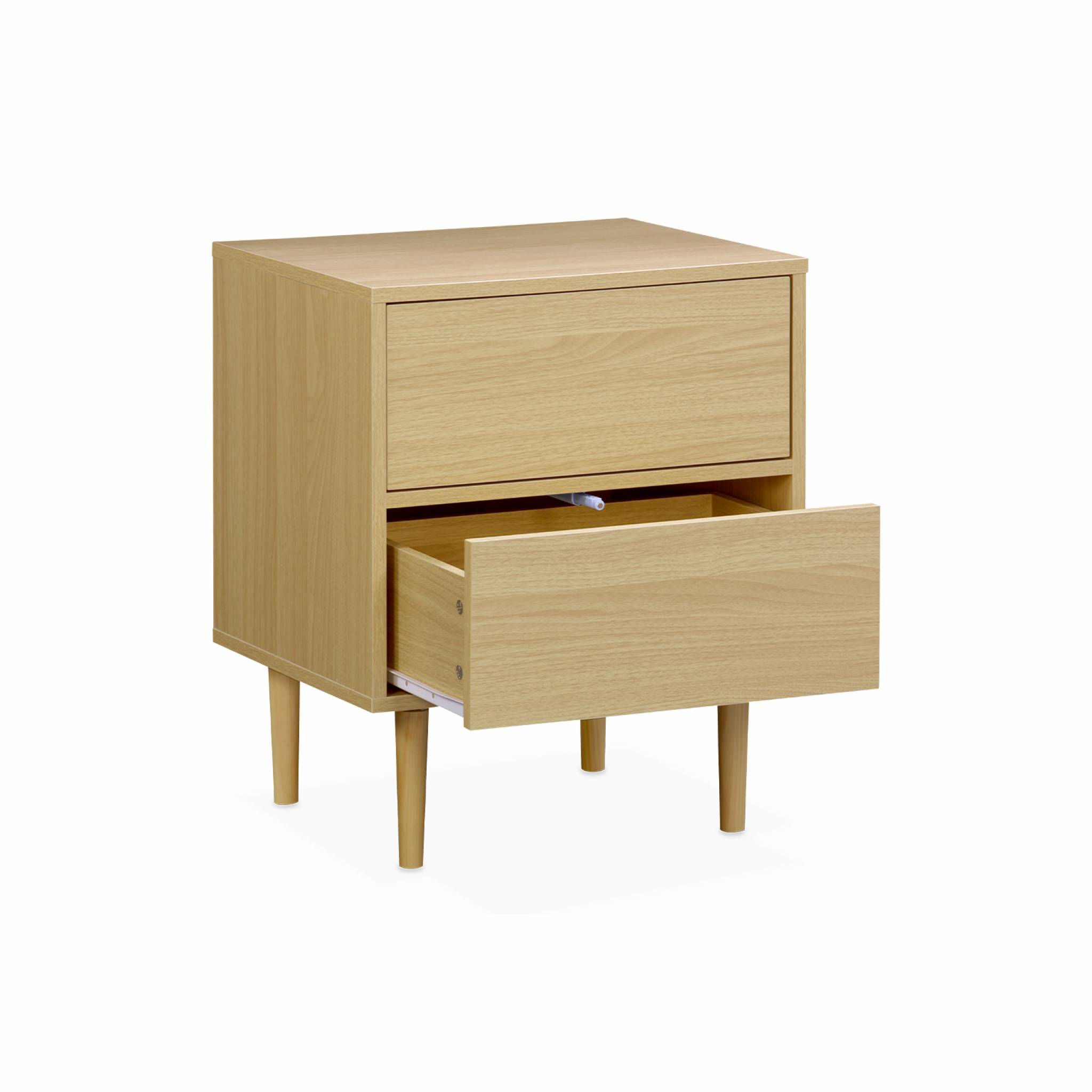 Lot de 2 tables de chevet décor bois naturel - Mika - 2 tiroirs - L 48 x l 40 x H 59cm