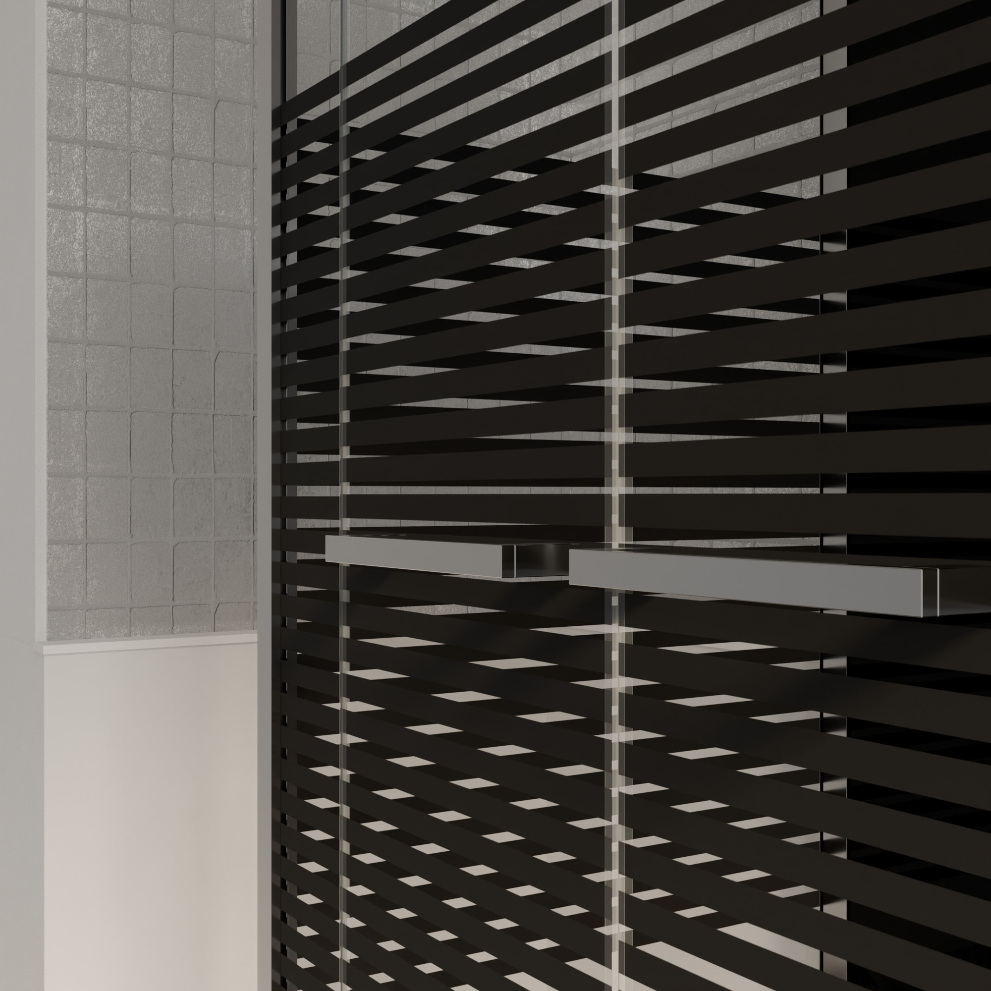 Cabine de douche rectangle 110x80x215cm - Portes pivotantes - Lignes grises anthracites - SCRATCHY 2