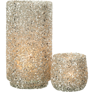 J-Line photophore Paillettes - verre - argent - large