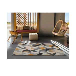 GLADYS Alfombra geométrica de pelo corto gris, varias medidas disponibles.