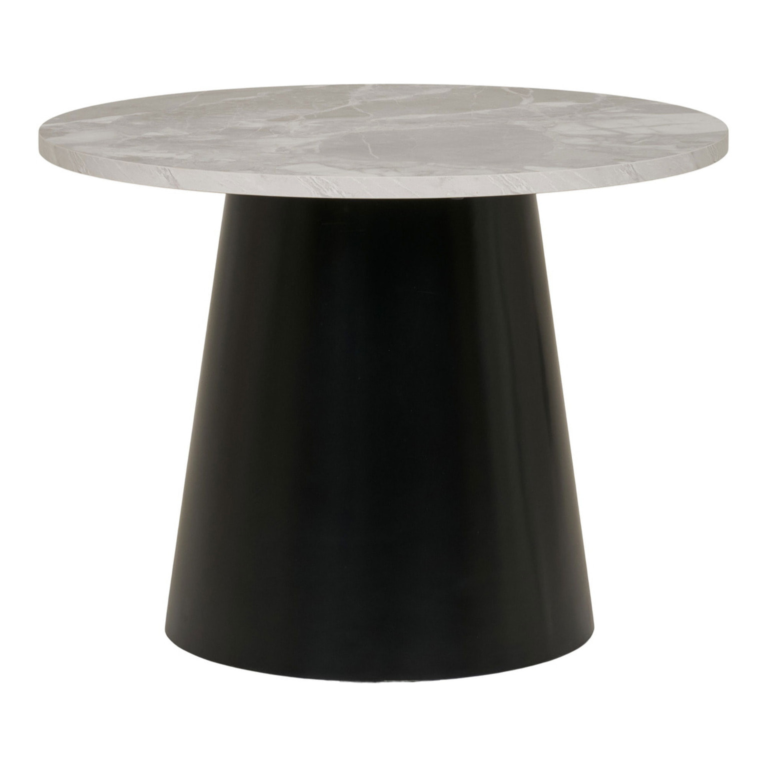 Brito - Tavolino da salotto effetto marmo grigio e nero ø60x45 cm