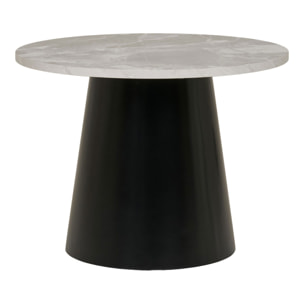 Brito - Tavolino da salotto effetto marmo grigio e nero ø60x45 cm