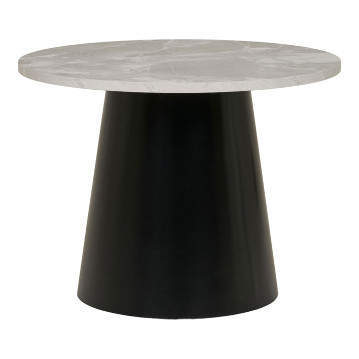 Brito - Tavolino da salotto effetto marmo grigio e nero ø60x45 cm