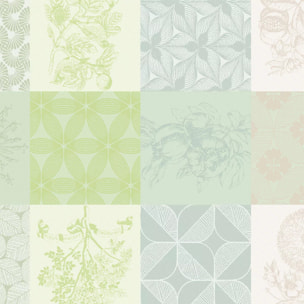 Serviette pur coton motif jacquard beige vert Mille parfums verde