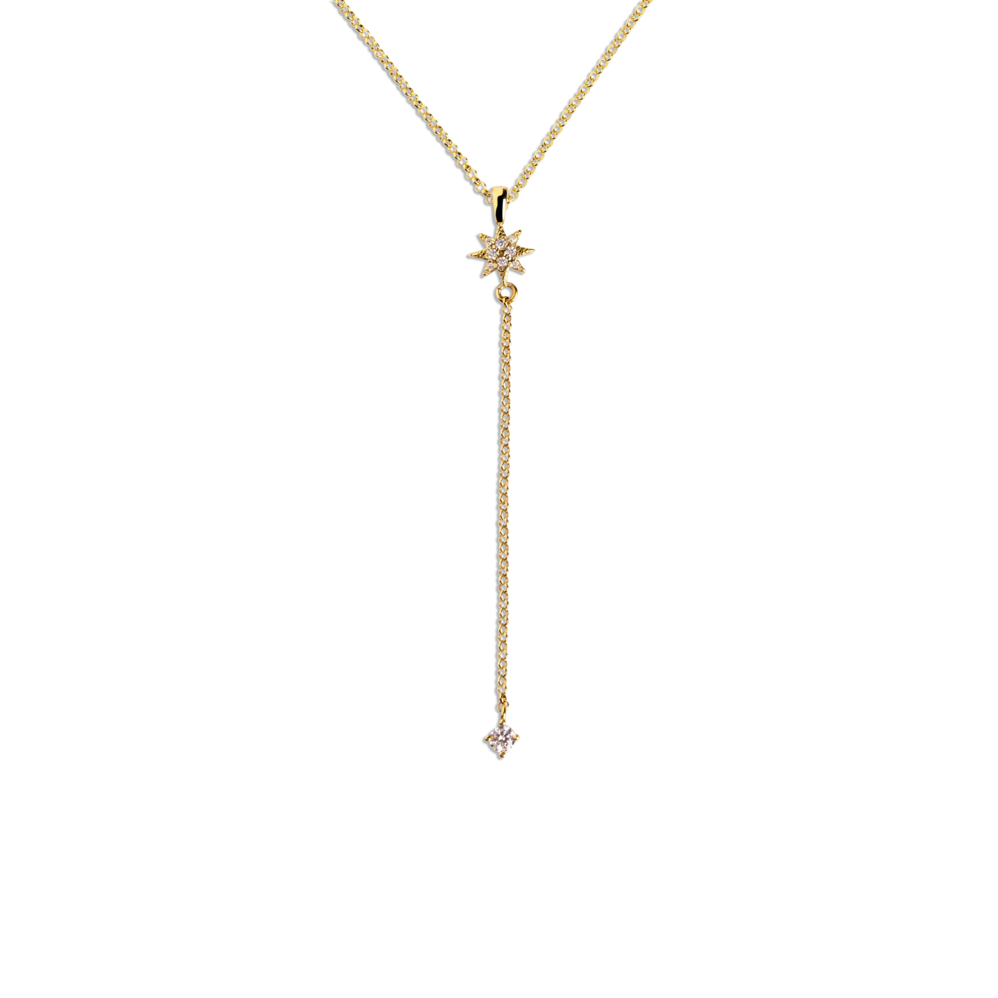 Collar Y Polar Star Plata Baño Oro