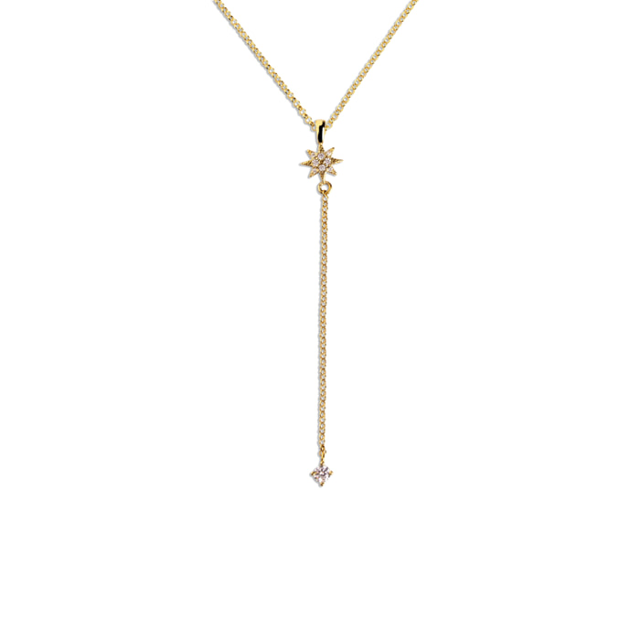 Collar Y Polar Star Plata Baño Oro