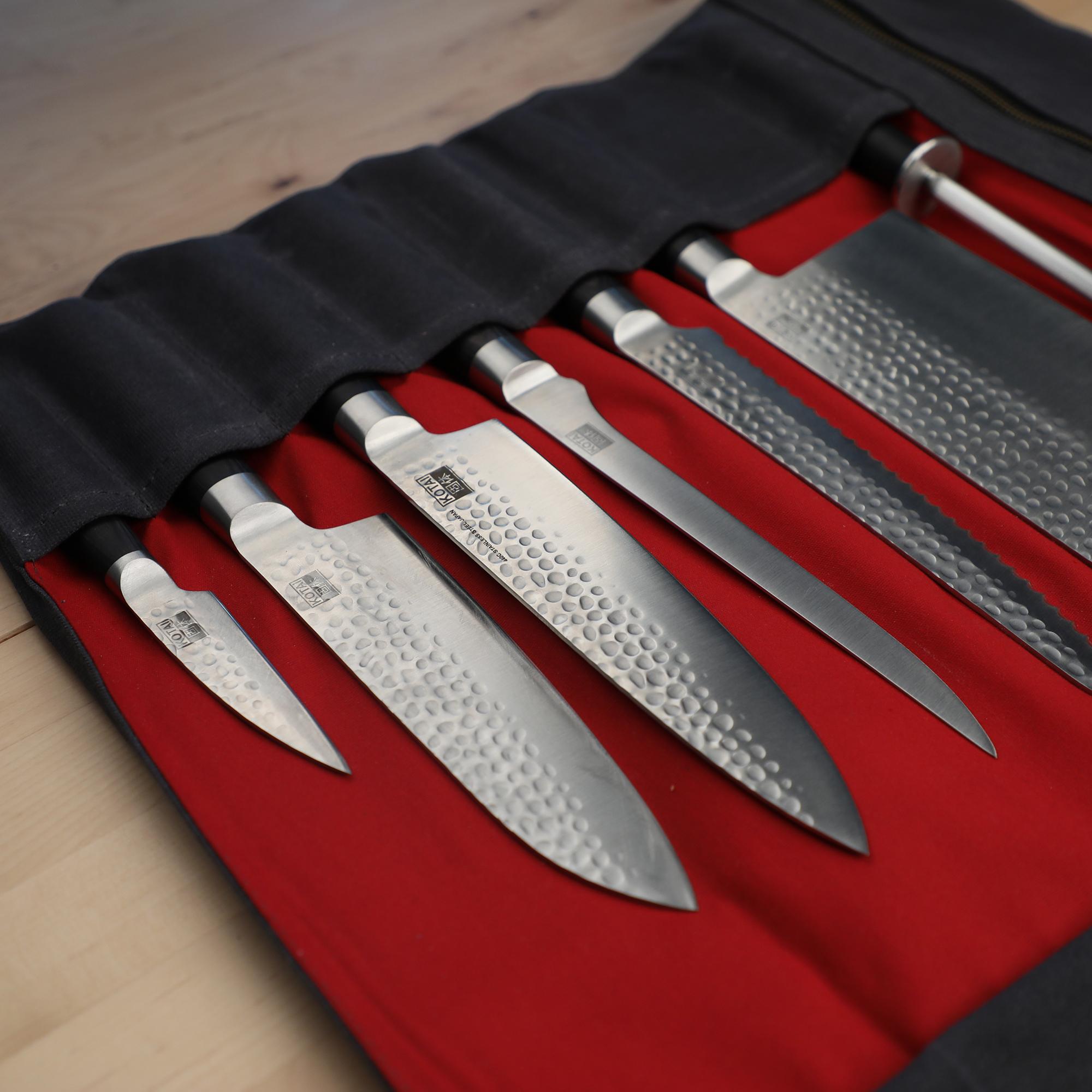 Étui à Couteaux | Sac de Rangement ( jusqu'à 7 couteaux) | Poignées et Lanières en Cuir
