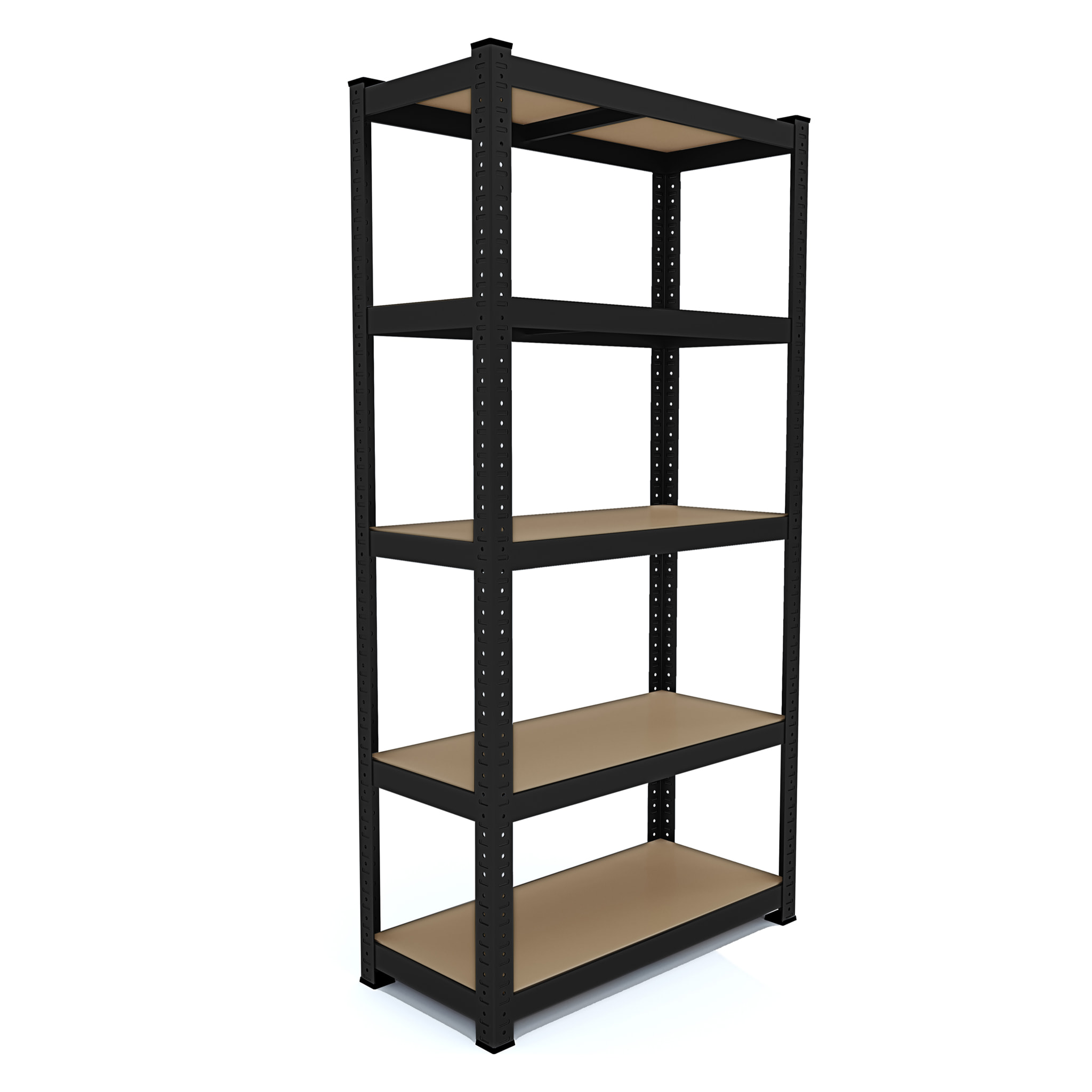 2 Scaffali In Metallo E MDF Scaffale Alta Portata Fino a 875 kg 5 Ripiani Regolabili Garage Officina Cantina Magazzino Modulare 180 x 90 x 40 cm Nero
