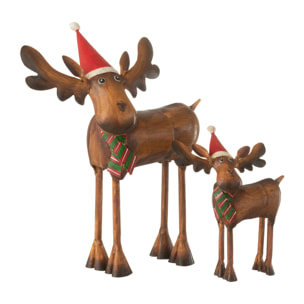 J-Line figurine de Noël Elan Chapeau - acier - mix - large