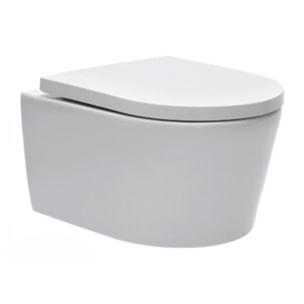 Pack WC Bati-support Geberit extra-plat + WC sans bride Swiss Aqua Technologies + abattant softclose + Plaque