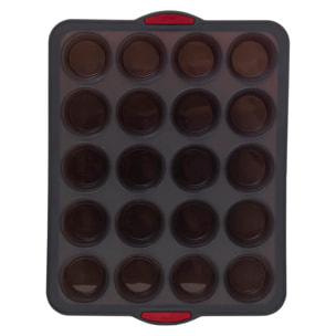 Moule 20 muffins silicone "Silitop" noir rouge