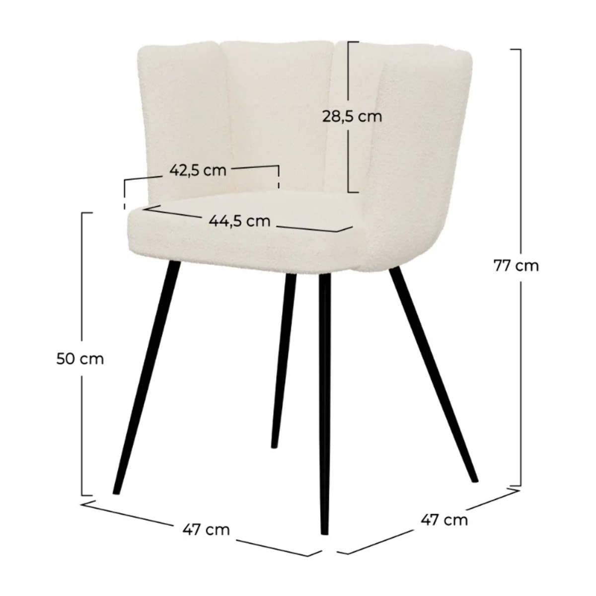 Lot de 2 chaises en tissu bouclé beige et pieds en métal - Cosette