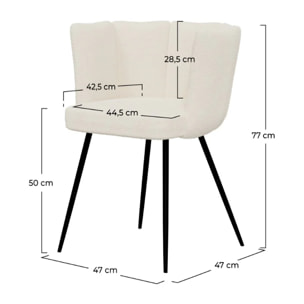 Lot de 2 chaises en tissu bouclé beige et pieds en métal - Cosette