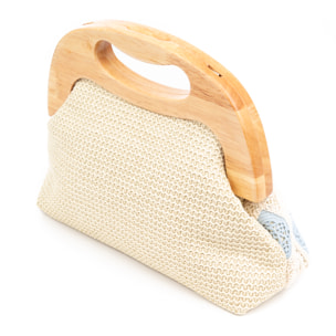 Barbaira Borsa a mano Donna. Realizzata in legno naturale e cotone.