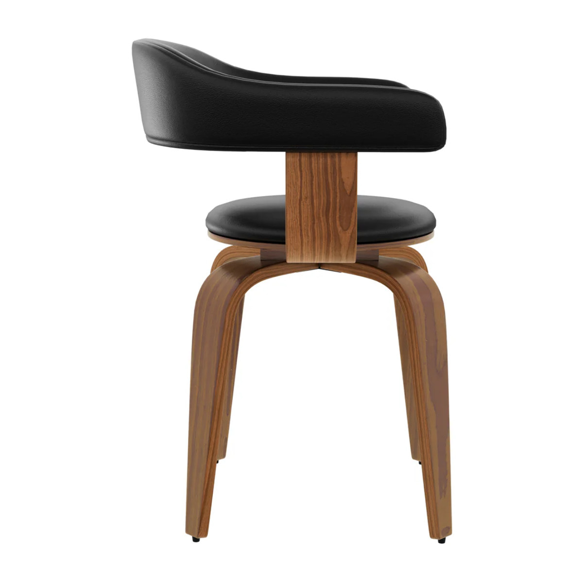 Chaise avec accoudoirs en cuir synthétique noir - Harold