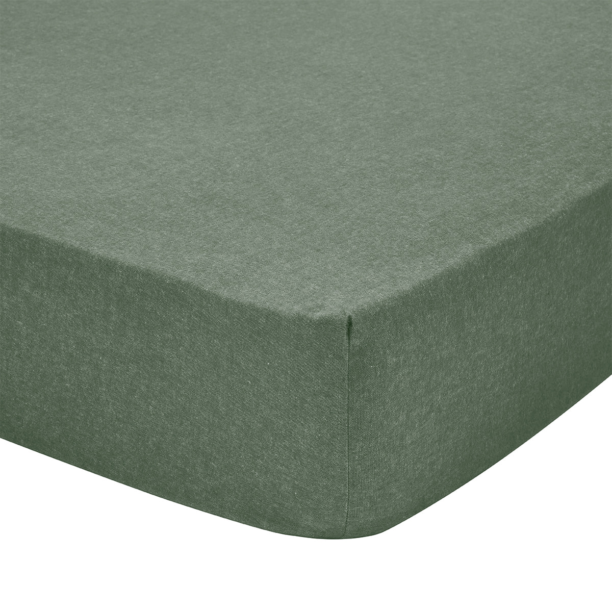Drap housse uni en flanelle de coton, bonnet de 30cm, FRISSON, Vert Lichen
