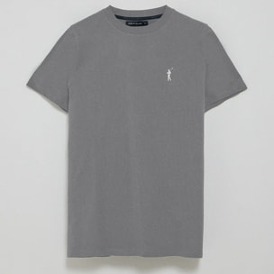Camiseta gris asfalto de cuello redondo y Big Rigby Go engomado