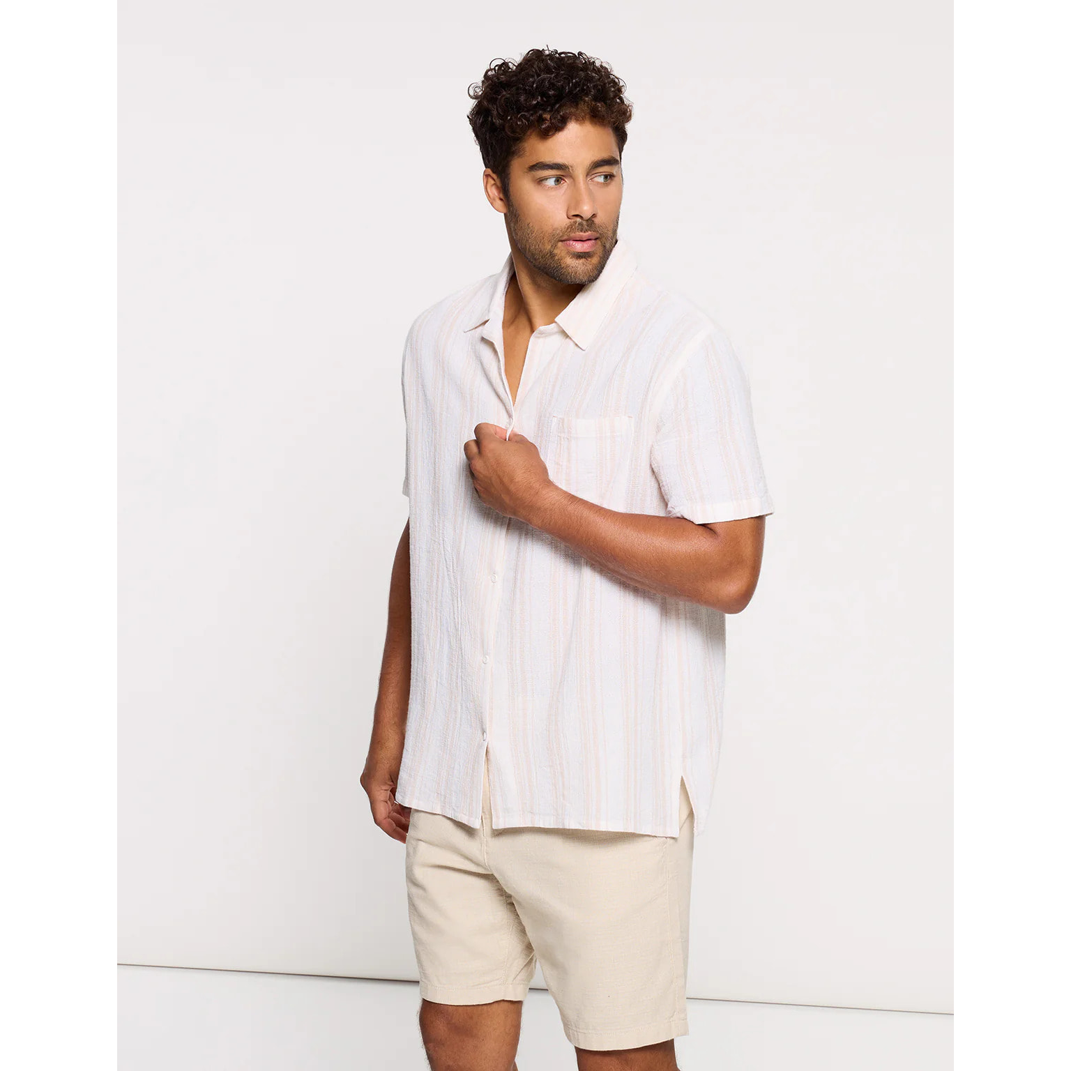 Camisa Manga Corta Beige - Brisban