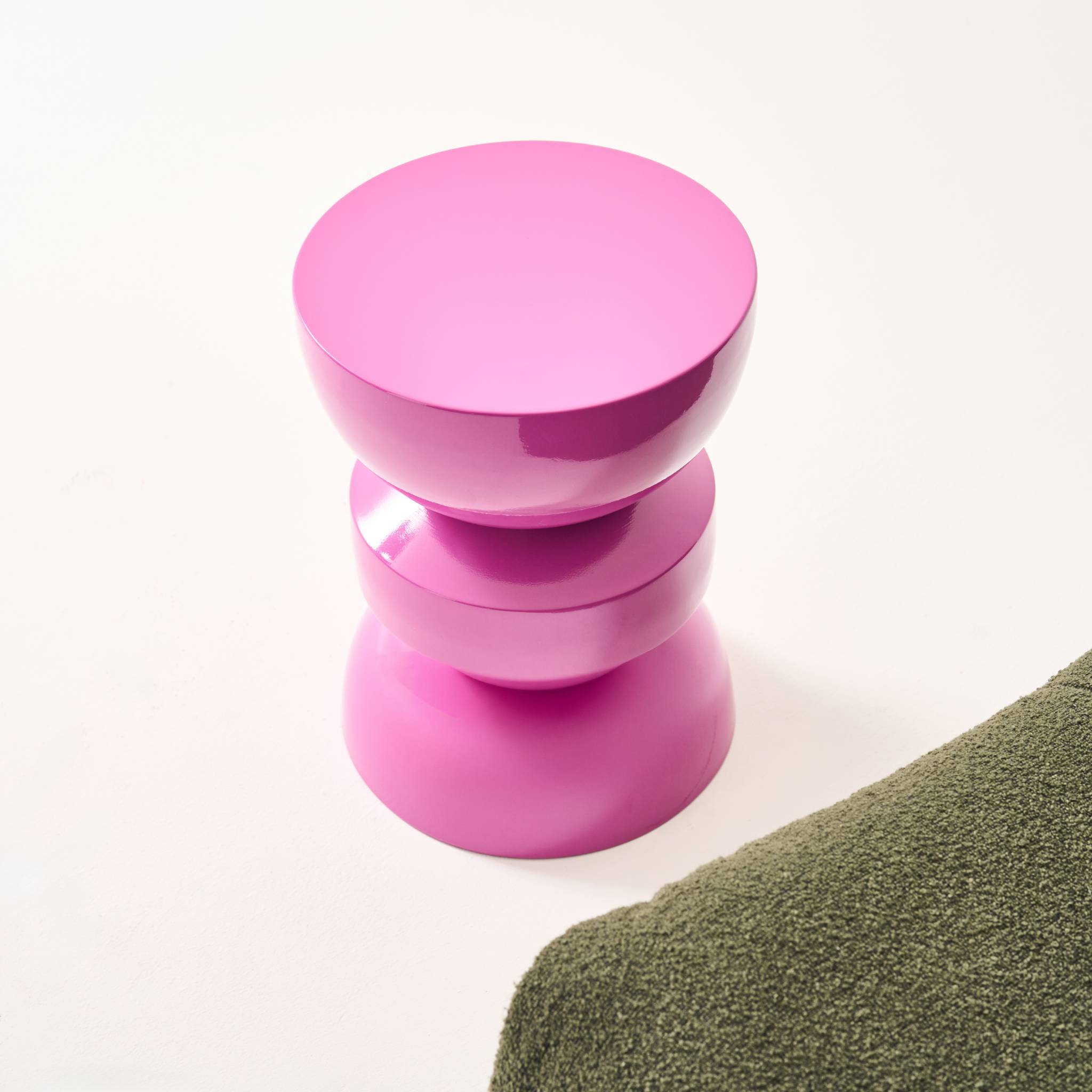 Table d'appoint, bout de canapé, table de chevet métal effet glossy Ø32 x H44,5cm ASSA