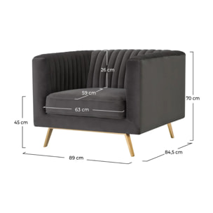 Fauteuil en velours gris - Gatsby