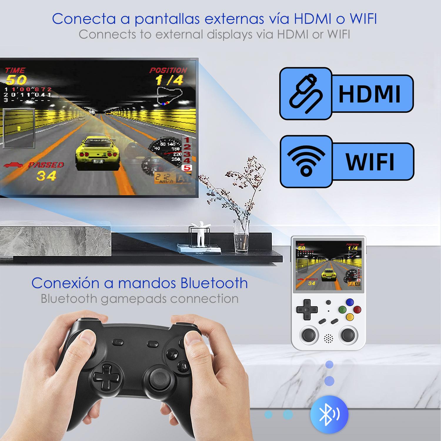 Console emulatore multipiattaforma RG353V. Touch screen IPS da 3,5''; Android 11 + Linux, Quad-Core 1,8 GHz, WiFi, 128 GB. +23.000 giochi.