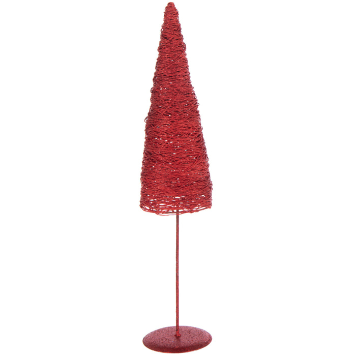 J-Line décoration Sapin De Noël Sur Base - métal/papier - rouge - small