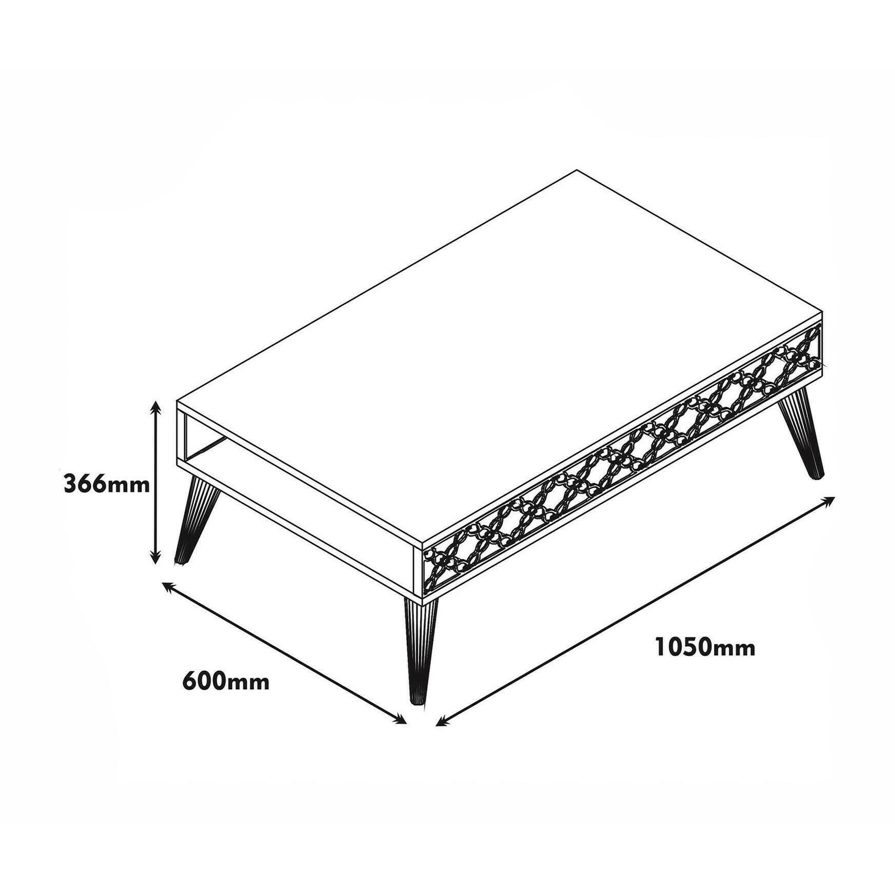 Tavolino da salotto Dpiant, Tavolo basso da caffè, Portariviste per divano, Ripiano da soggiorno, 105x60h37 cm, Noce e Bianco