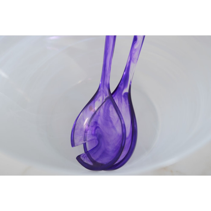 Couverts à salade en résine violet