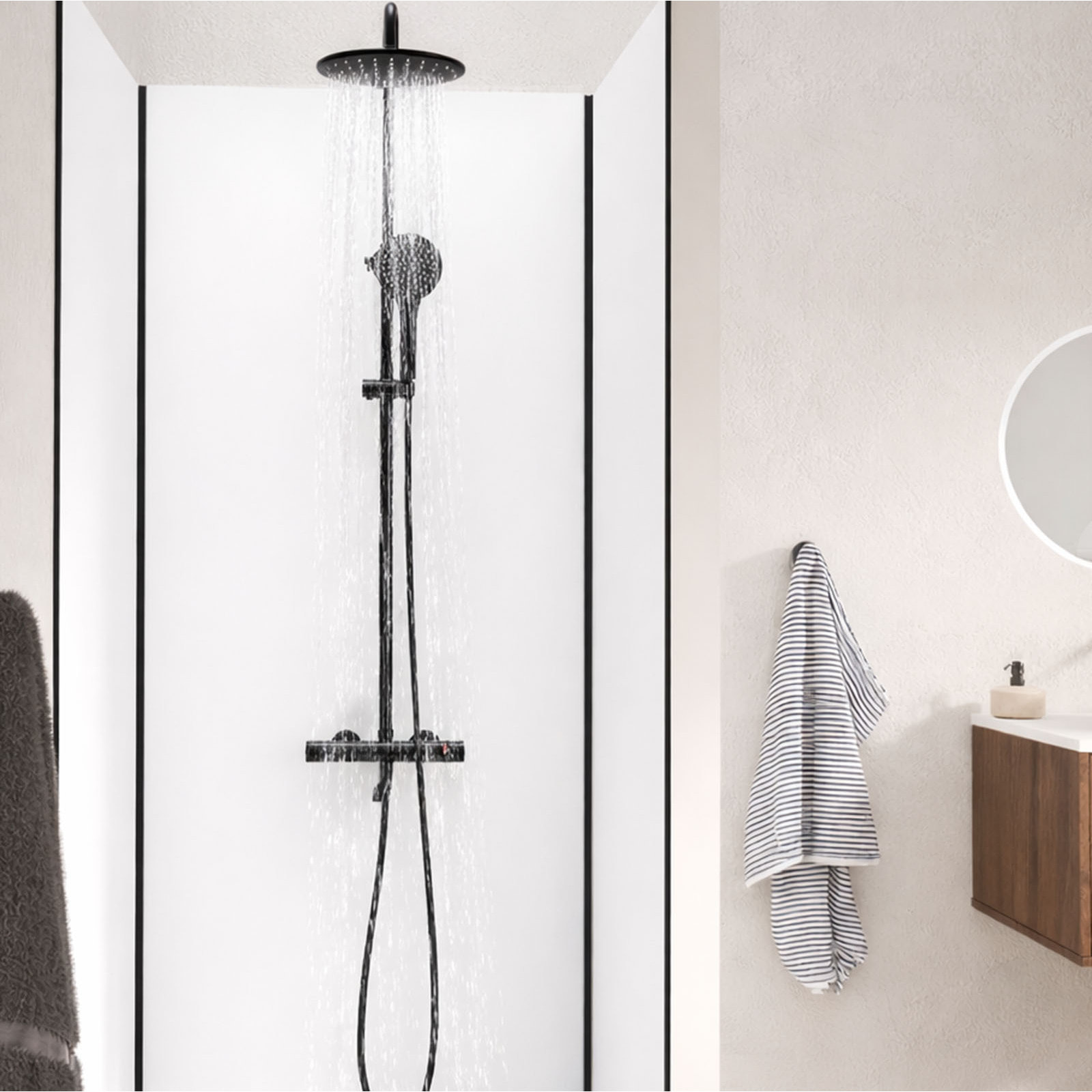 Pack de 3 Panneaux Muraux Aluminium Blanc 80x210 cm avec Profilés Noirs - WALL'IT