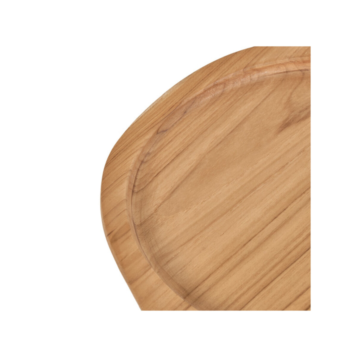 Planche de découpe 33x20 cm ronde avec poignée en bois de teck - HANS
