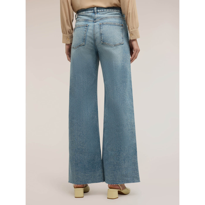 Motivi - Jeans palazzo con cintura annodabile - Azzurro