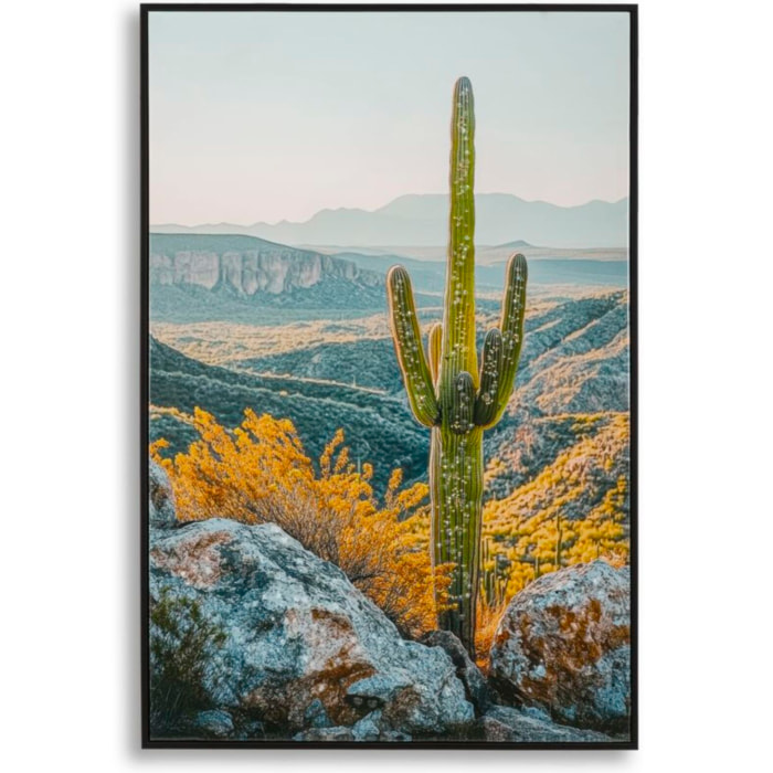 STAMPA SU TELA LACCATA C/CORNICE CACTUS -B- CM 60X4X90