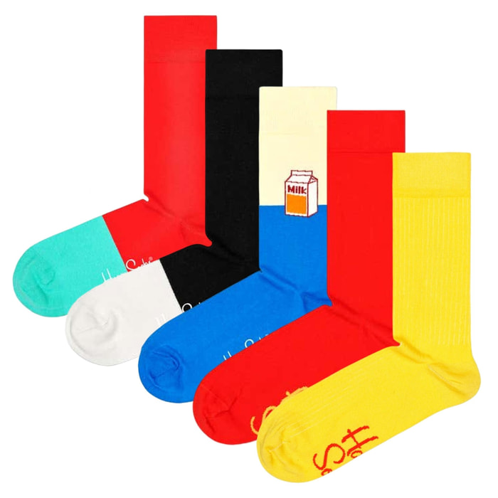 Calcetines 5 pack solid rib, mixed y milk talla
